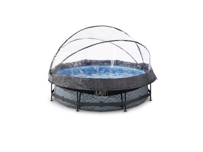 Piscine couverte EXIT Stone &oslash;300x76cm avec pompe filtrante - grise