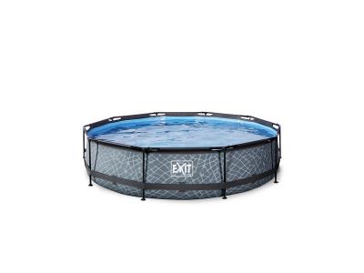 EXIT Piscine tubulaire ronde Stone pompe &agrave; filtre &oslash;3,6x0,76 m gris