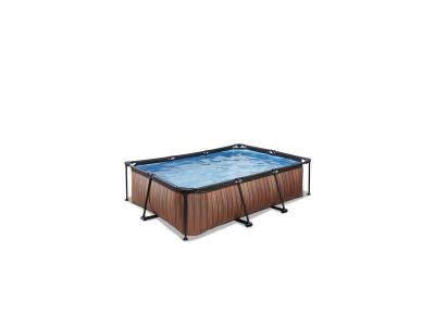 Piscine wood 220x150x65cm avec pompe filtrante - marron