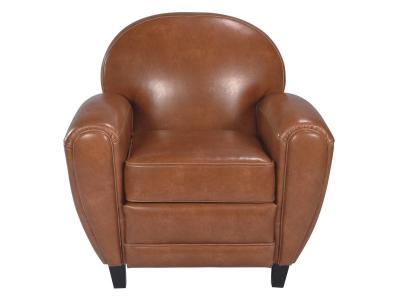 Rendez Vous D&eacute;co - Fauteuil en croute de cuir enduite - Club - Camel