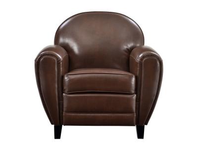 Fauteuil marron en croute de cuir enduite
