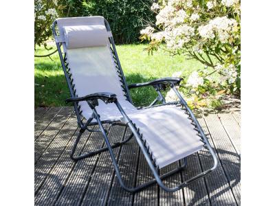 Oviala - Fauteuil de jardin pliant en acier taupe - Taupe