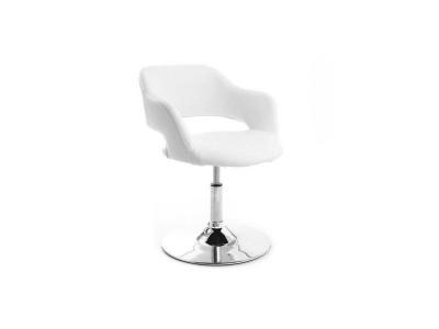 Fauteuil pivotant design blanc et acier chrom&eacute; jessy - Blanc