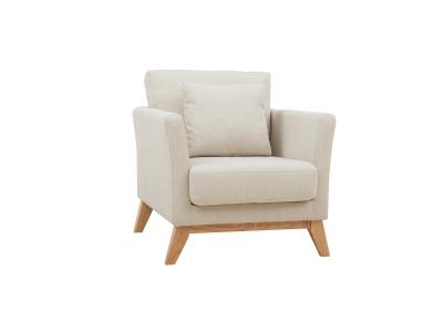 Miliboo - Fauteuil scandinave d&eacute;houssable tissu beige OSLO - Beige