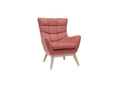 Miliboo - Fauteuil scandinave tissu effet velours textur&eacute; terracotta et bois BRODY
