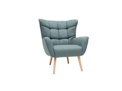 Miliboo Fauteuil scandinave en Tissu Vert de Gris et Bois Clair Avery