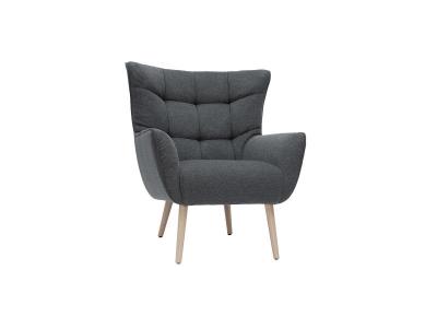 Miliboo - Fauteuil scandinave tissu effet velours textur&eacute; gris fonc&eacute; AVERY