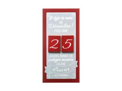 FEERIC LIGHTS & CHRISTMAS Suspension Calendrier de l'avent en bois - 40 x 20 cm