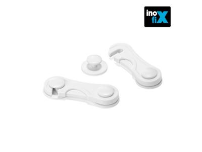 INOFIX 66513 Lot de 2 verrous de s&eacute;curit&eacute; avant Blanc 35 x 98 x 16 mm