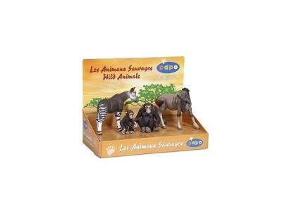 Figurine Animaux sauvages - Coffret : Okapi, Chimpanz&eacute;s, Gnou