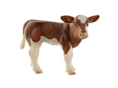 Animaux Figurine Veau Marron Et Blanc Mona - 7 Cm