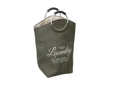 Five - panier &agrave; linge 35l en velours kaki l 52 x p 25 x h 60 cm