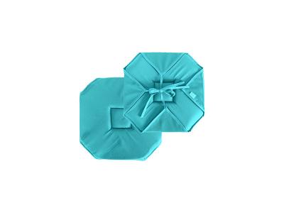 Galette de chaise &agrave; rabats et nouettes - Turquoise - 40 x 40 cm
