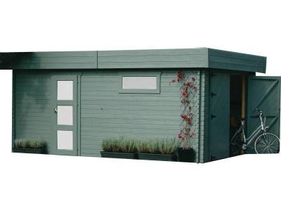 Garage ""moderne"" - 22.65 m&sup2; - 5.74 x 3.94 x 2.56 m - 40 mm - porte traditionnelle