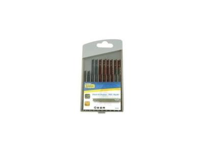 Coffret 10 lames scie sauteuse - bois et m&eacute;tal - avec monture &agrave; vis