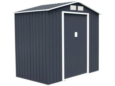 Abri de jardin en m&eacute;tal cabane &agrave; outils en t&ocirc;le galvanis&eacute;e 213 x 127 x 185 cm gris