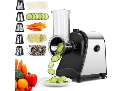 Hachoir multifonctionnel r&acirc;pe electrique 250w avec 5 c&ocirc;nes en acier inoxydable vendos85