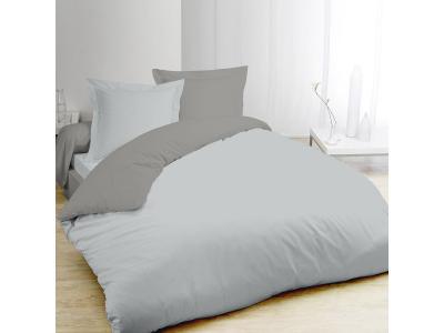 Housse de couette bicolore gris et gris perle 240x220cm + 2 taies 7OAKS13012HC3