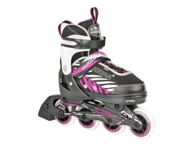 HUDORA Mia Rollers en Ligne Enfant, Noir-Noir/Rose, Taille 37-40