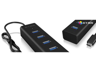 RaidSonic Type-C&trade; zu 4-Port USB 3.0, Alu-Geh&auml;use ICY Box