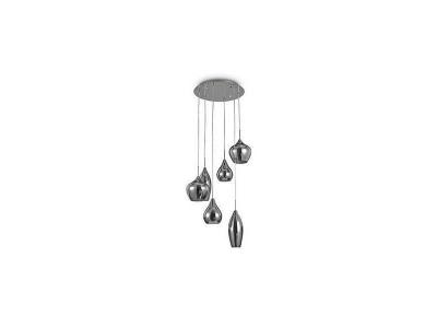 Ideal lux soft - luminaire suspendu &agrave; 6 ampoules en spirale gris, e14