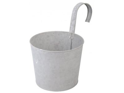 Pot jardini&egrave;re en zinc patin&eacute; pour balcon - 24,50 x 16,20 x 25,20 cm