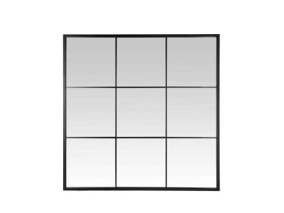 Miroir carr&eacute; Atelier fen&ecirc;tre noir, l.100 x H.100 cm