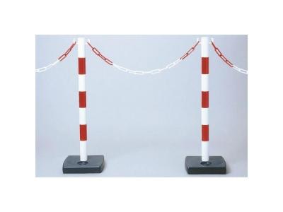 TOPCAR - Kit 2 poteaux PVC Rouge/Blanc + 5M de cha&icirc;ne R/B - 2000864