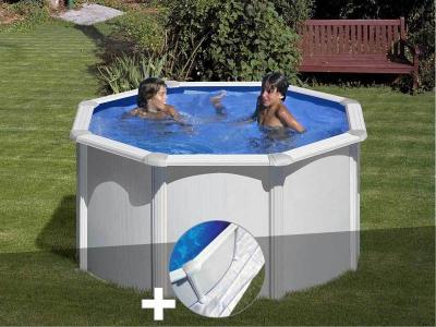 Kit piscine acier blanc Gr&eacute; Fidji ronde 2,60 x 1,22 m + Tapis de sol