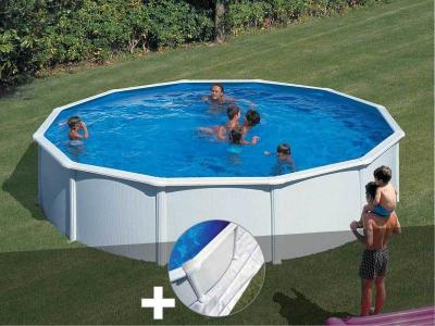Kit piscine acier blanc Gr&eacute; Fidji ronde 5,70 x 1,22 m + Tapis de sol