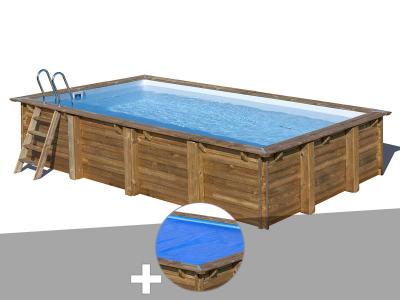 Kit piscine bois Sunbay Evora 6,20 x 4,20 x 1,33 m + B&acirc;che &agrave; bulles