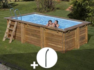 GR&Eacute; - Kit piscine bois Marbella 4,20 x 2,70 x 1,17 m + Douche - Bois