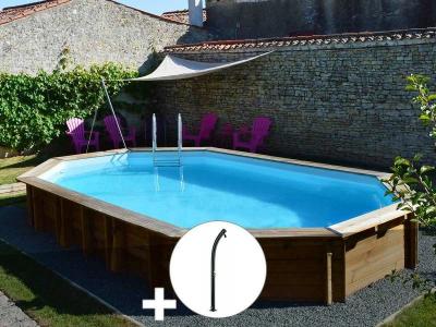 Kit piscine bois Sunbay Safran 6,37 x 4,12 x 1,33 m + Douche