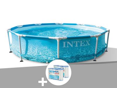 Piscine tubulaire metal frame ocean ronde 3,05 x 0,76 m + 6 cartouches de filtration