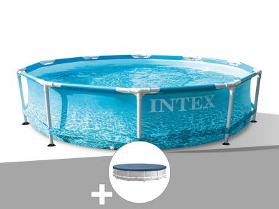 Piscine tubulaire metal frame ocean ronde 3,05 x 0,76 m + b&acirc;che de protection