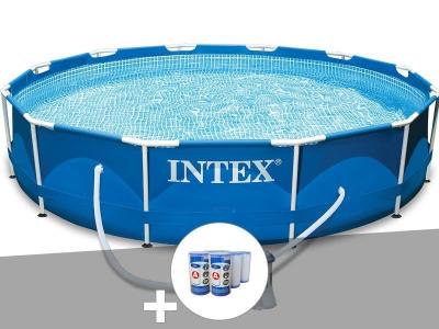 Pack piscine tubulaire Metal Frame ronde 3,66 x 0,76 m + 6 cartouches de filtration