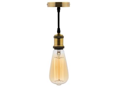 Kit suspension vintage avec c&acirc;ble textile et ampoule filament carbone edison
