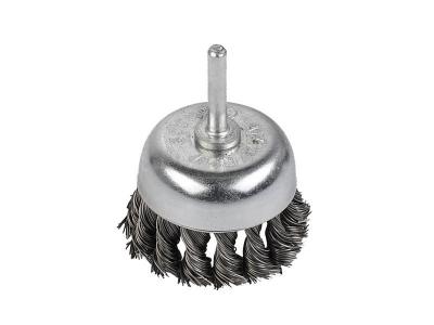 Brosse m&eacute;tallique acier torsad&eacute; coupelle 65 mm