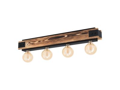 Layham 4 lampes semi-encastr&eacute;es brun clair, noir