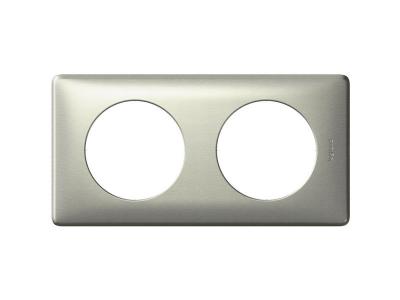 Plaque de finition double Legrand C&eacute;liane anodis&eacute;e titane
