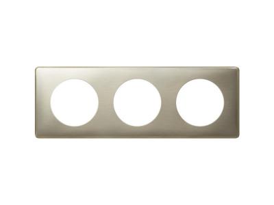 Plaque de finition triple Legrand C&eacute;liane anodis&eacute;e titane