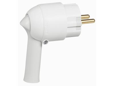 Fiche &eacute;lectrique m&acirc;le &agrave; extraction facile - 2 phases + terre - blanc
