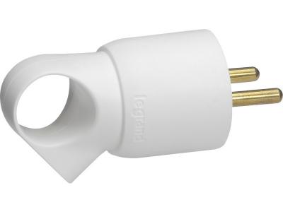 Legrand - Fiche m&acirc;le avec terre plastique Annela - avec anneau - blanc