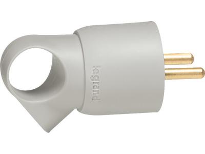 Legrand - Fiche m&acirc;le avec terre plastique Annela - avec anneau - gris