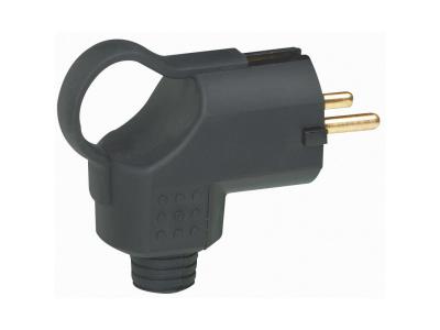 Legrand - Fiche m&acirc;le avec terre plastique Annela - avec anneau - noir