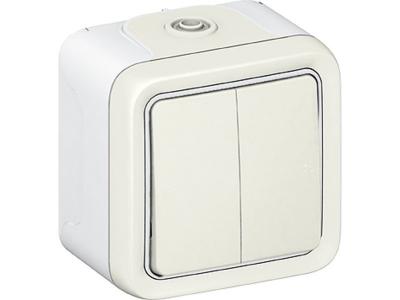 Legrand - Double interrupteur ou va-et-vient Plexo apparent - Blanc