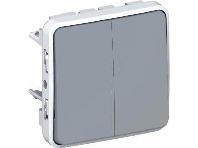 Legrand 069925 Double Interrupteur ou Va-et-Vient Plexo, Gris