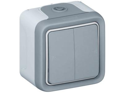 Legrand - Double interrupteur ou va-et-vient Plexo apparent - Gris