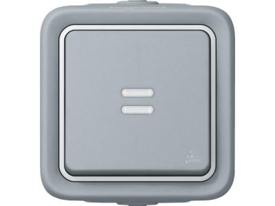 Bouton poussoir lumineux Legrand Plexo - complet apparent - Gris