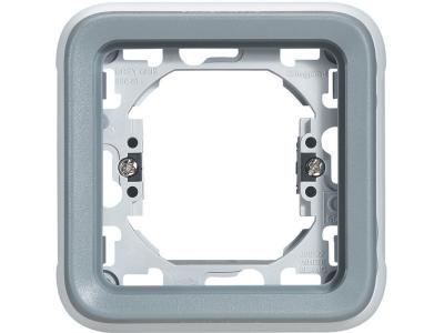 Plaque &eacute;tanche support Plexo 1 poste pour montage en encastr&eacute; - gris